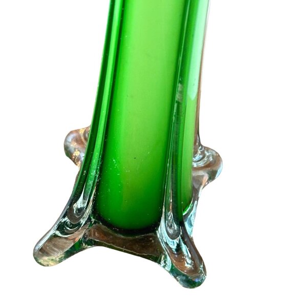 MCM Retro Green and White Vase 11 3/4” Tall - Picture 6 of 8